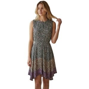 Rebecca Taylor 100% Silk Floral Dress Pink Green Ombre Spring Fairy Garden S